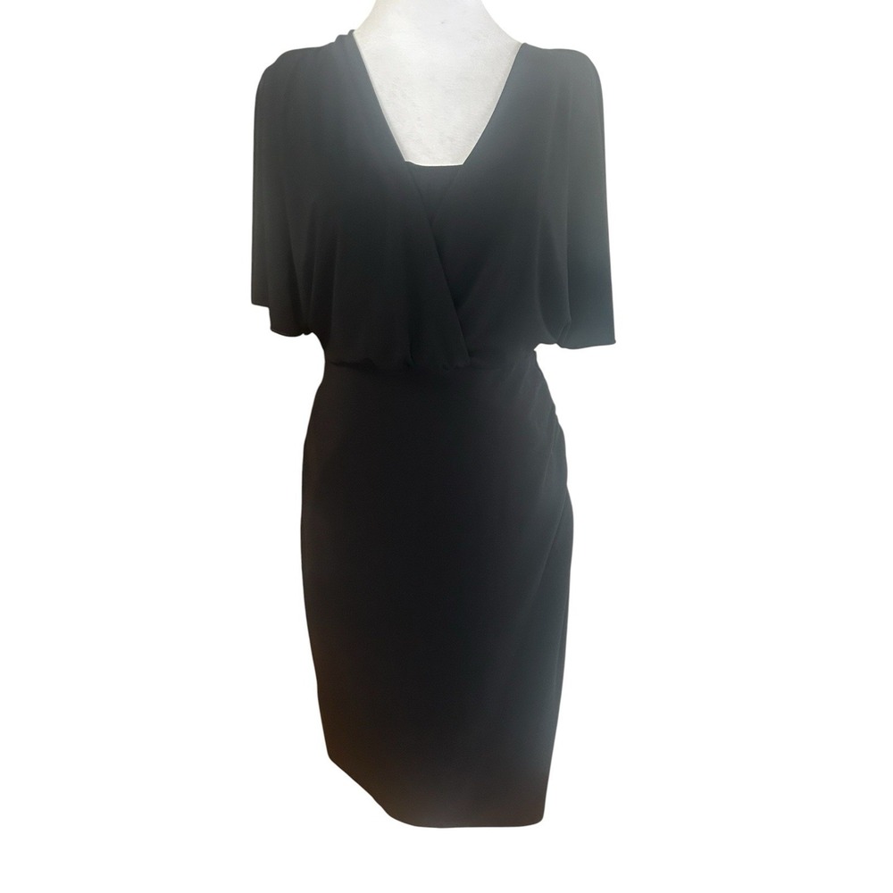 Evan Picone Black Sheath Dress SZ M Blouson Top Business, Little Black Dress